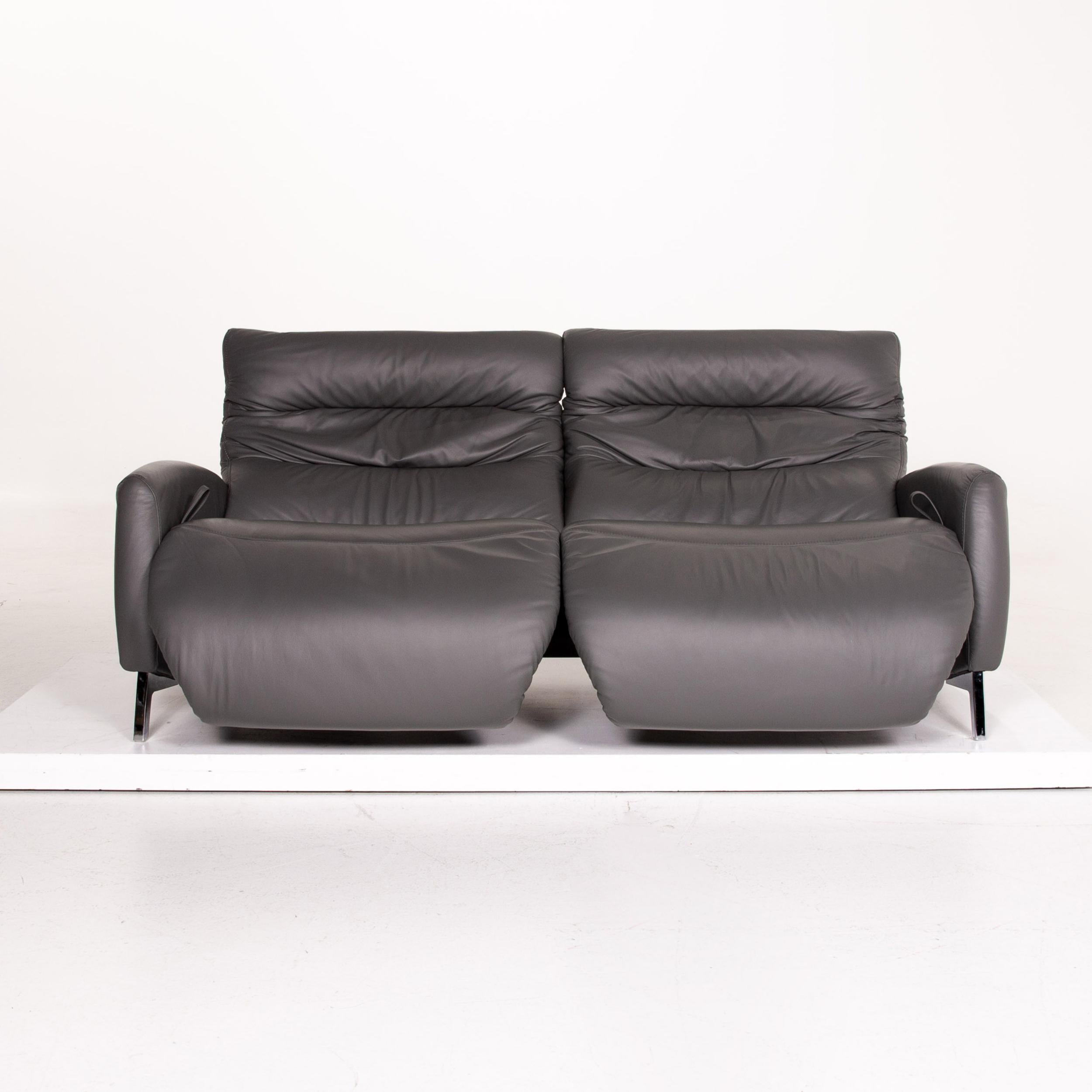 Modern Mondo Recero Leather Sofa Gray Two-Seat Function Relax Function Couch