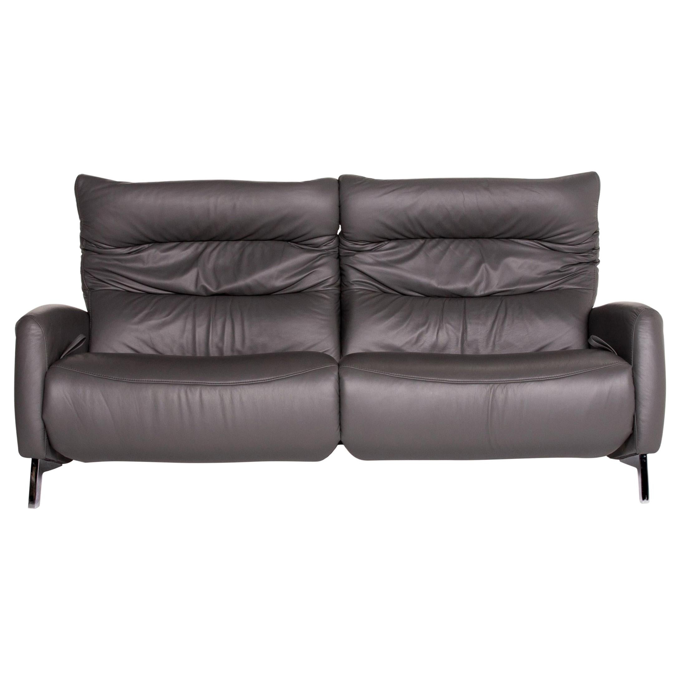 Mondo Recero Leather Sofa Gray Two-Seat Function Relax Function Couch