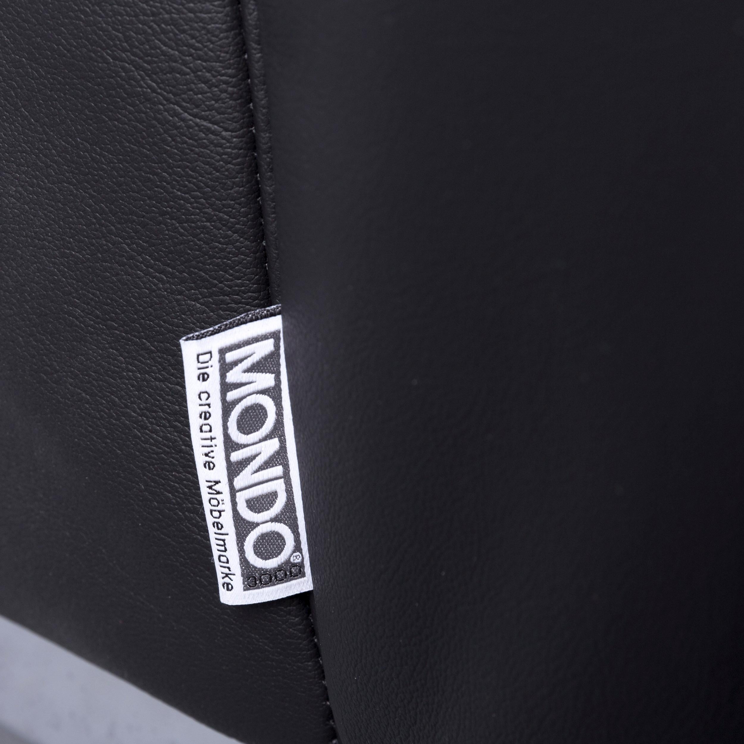 Mondo Relaxa Designer Three-Seat Sofa Leather Black Function Couch 6