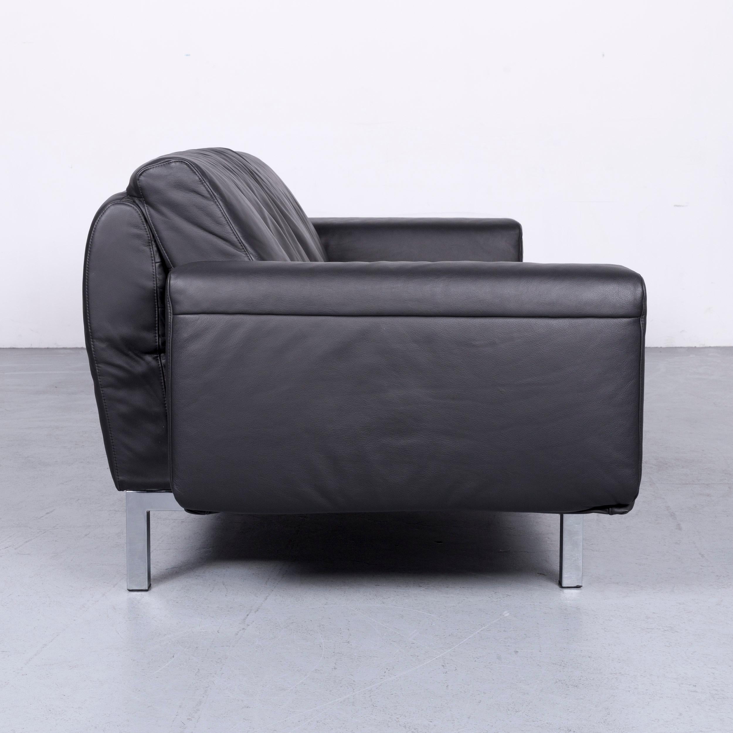Mondo Relaxa Designer Three-Seat Sofa Leather Black Function Couch 7