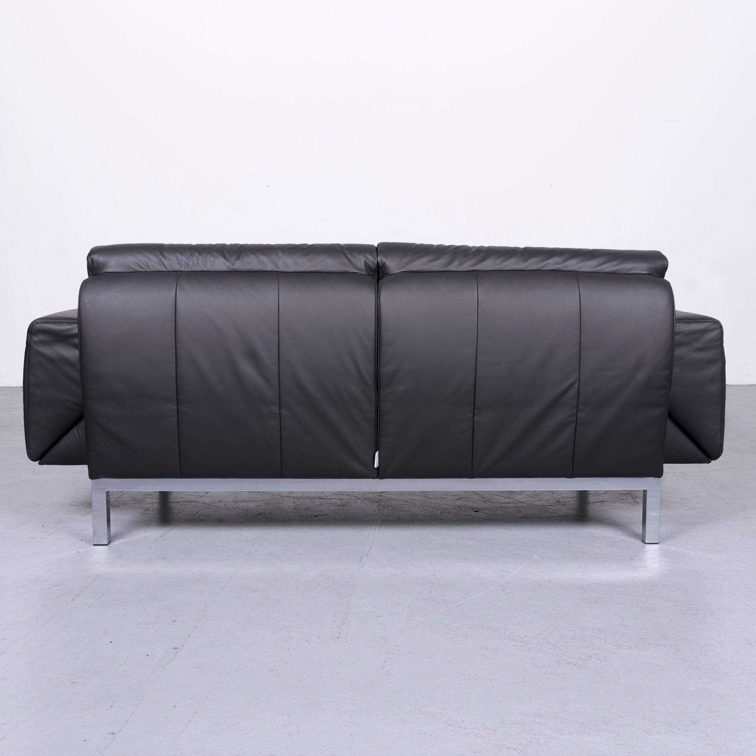 Mondo Relaxa Designer Three-Seat Sofa Leather Black Function Couch 8