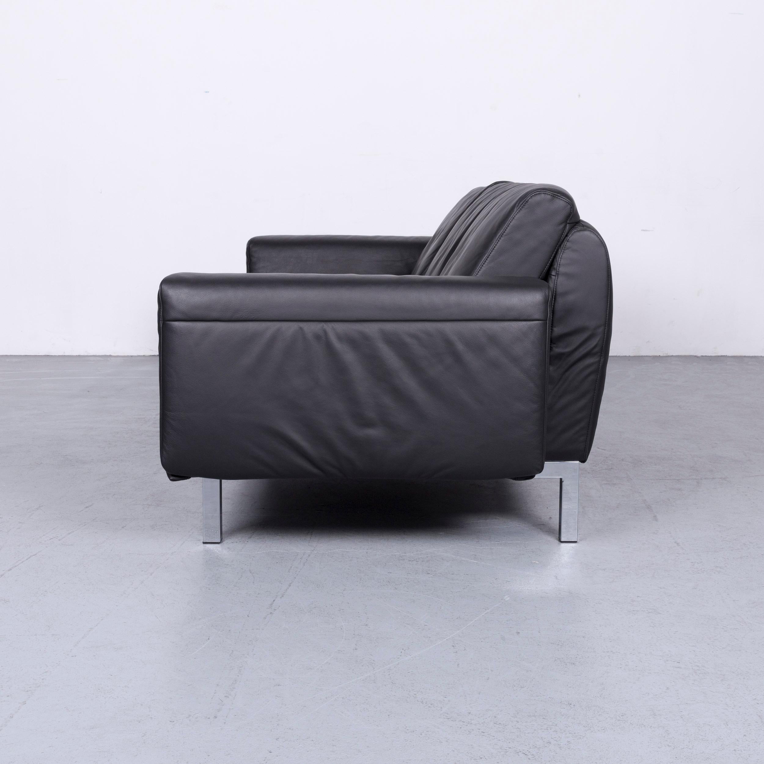 Mondo Relaxa Designer Three-Seat Sofa Leather Black Function Couch 9