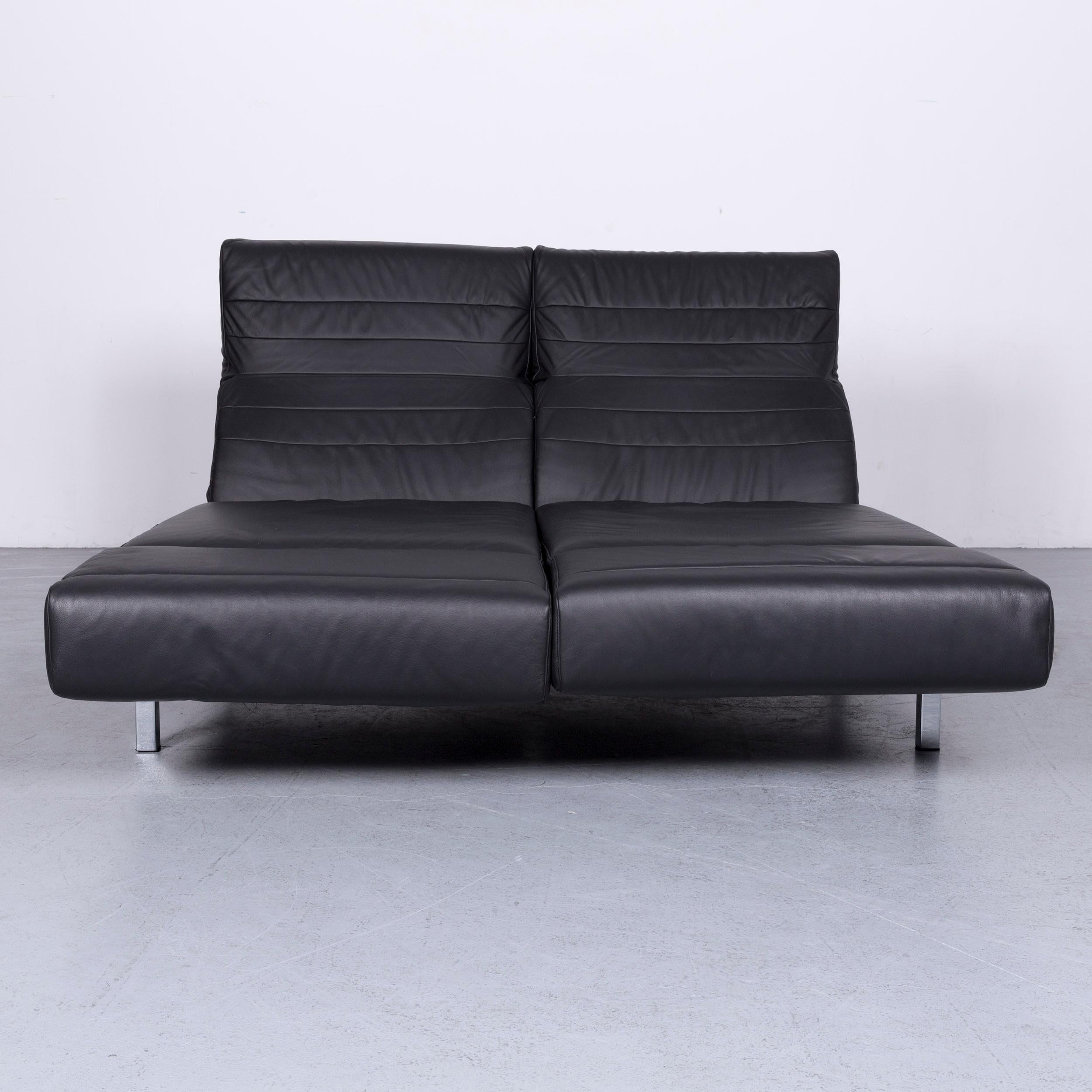 Contemporary Mondo Relaxa Designer Three-Seat Sofa Leather Black Function Couch