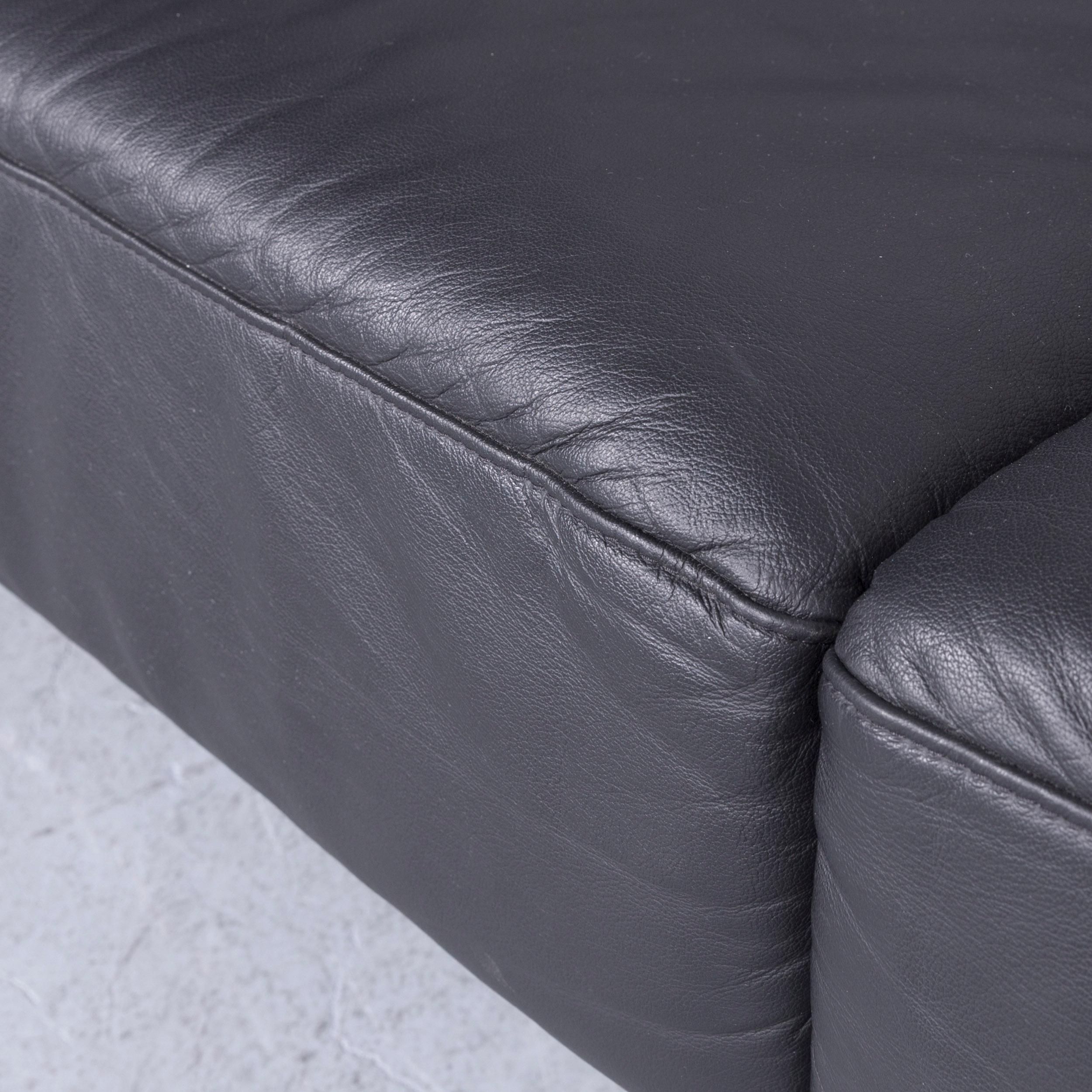 Mondo Relaxa Designer Three-Seat Sofa Leather Black Function Couch 3