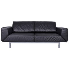 Mondo Relaxa Designer Three-Seat Sofa Leather Black Function Couch