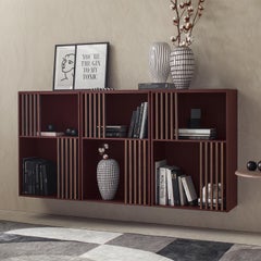 Mondrian Amaranto Red Sideboard with Ash Wood Accents
