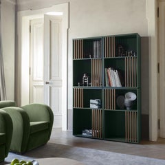 Mondrian Amazzonia Green Bookcase with Ash Wood Accents