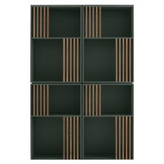 Mondrian Amazzonia Green Bookcase with Ash Wood Accents