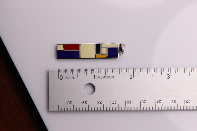 Mondrian Inspired Art Pendant Sterling Silver Enamel Fine Art Jewelry For Sale at 1stDibs