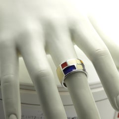 Art Ring Sterling Silver famous artist Mondrian Enamel Inspired Artistic Ring