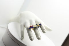 Art Ring Sterling Silver famous artist Mondrian Enamel Inspired Artistic Ring