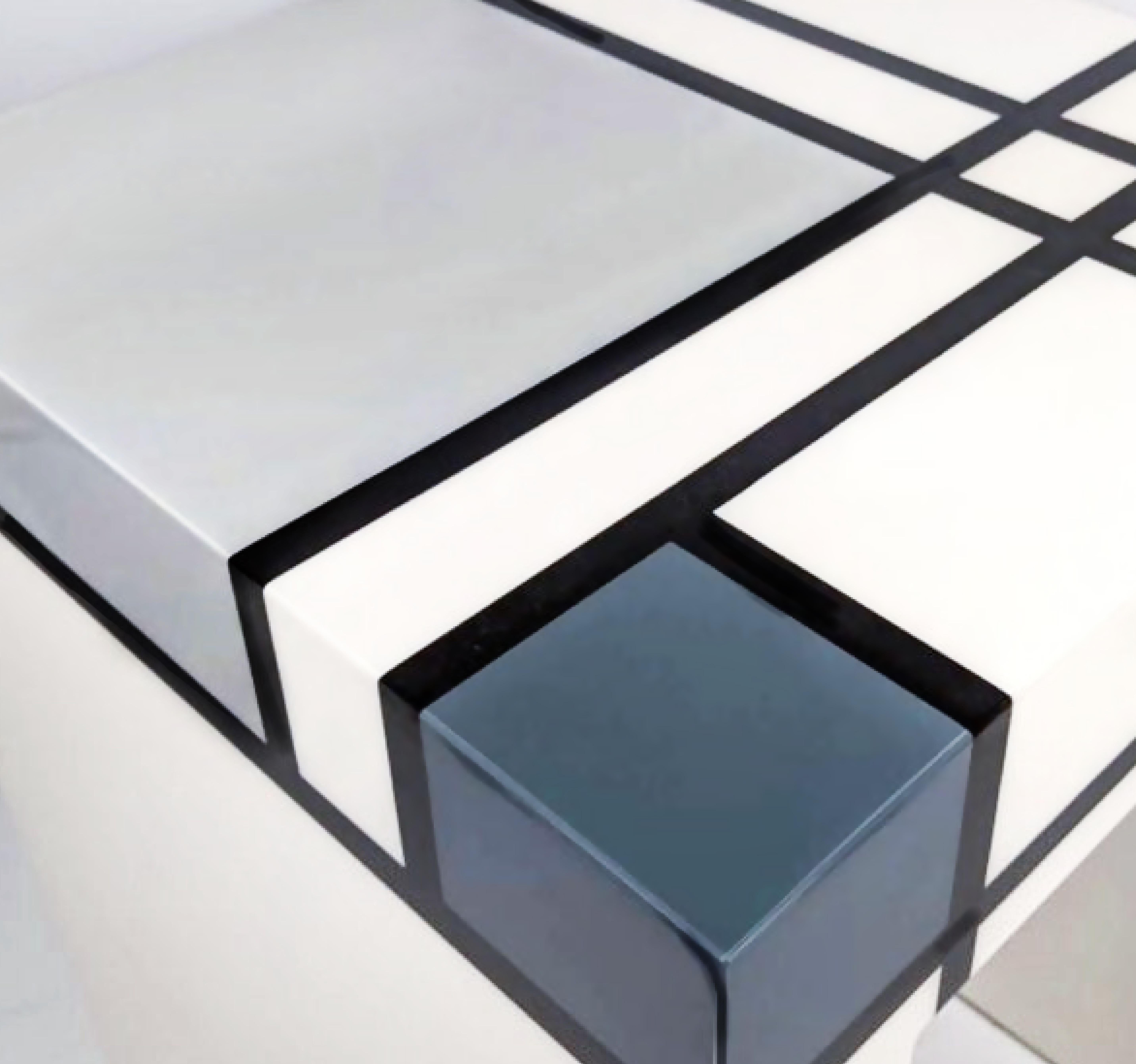 Mid-Century Modern Mondrian Limited Edition Hand-Lacquered Cube Table, Barneys New York, 2007
