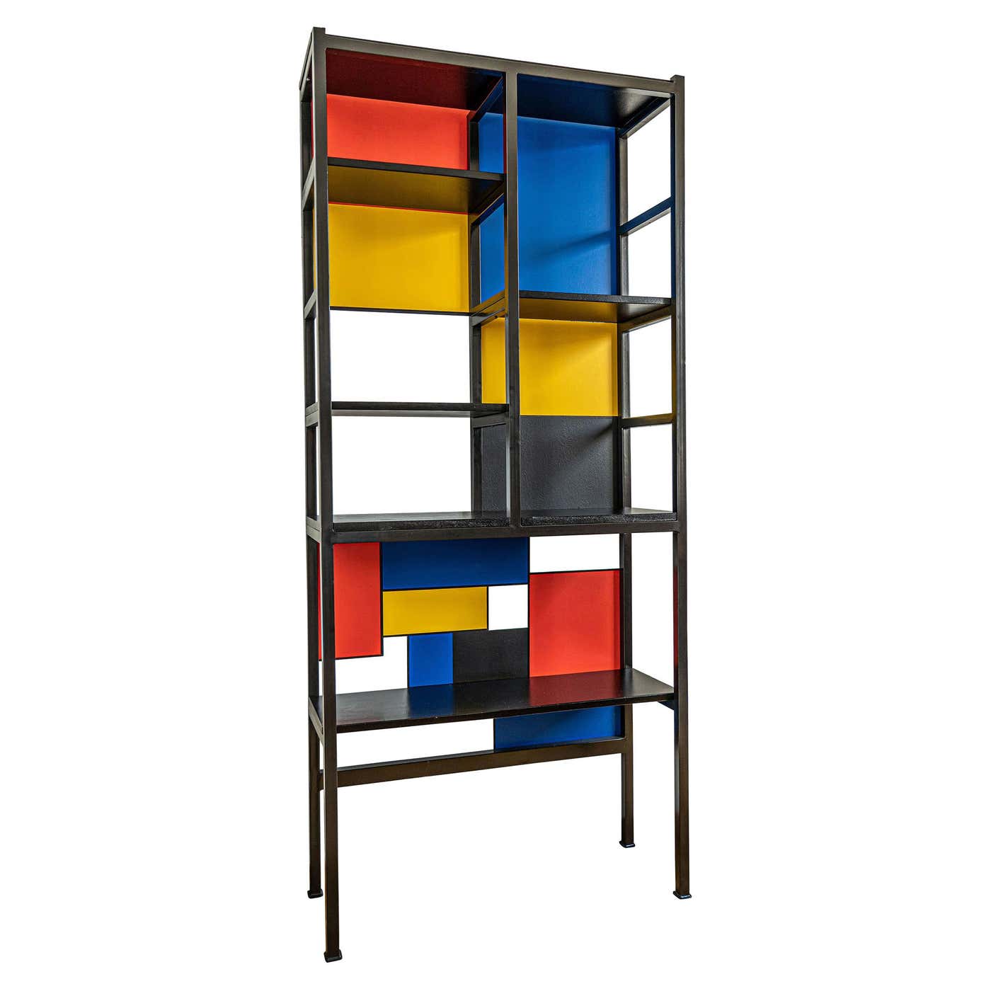 Mondrian Lp Storage Rack Mondrian Mid-Century Modern Bookcase, Unique Piece at 1stDibs ...