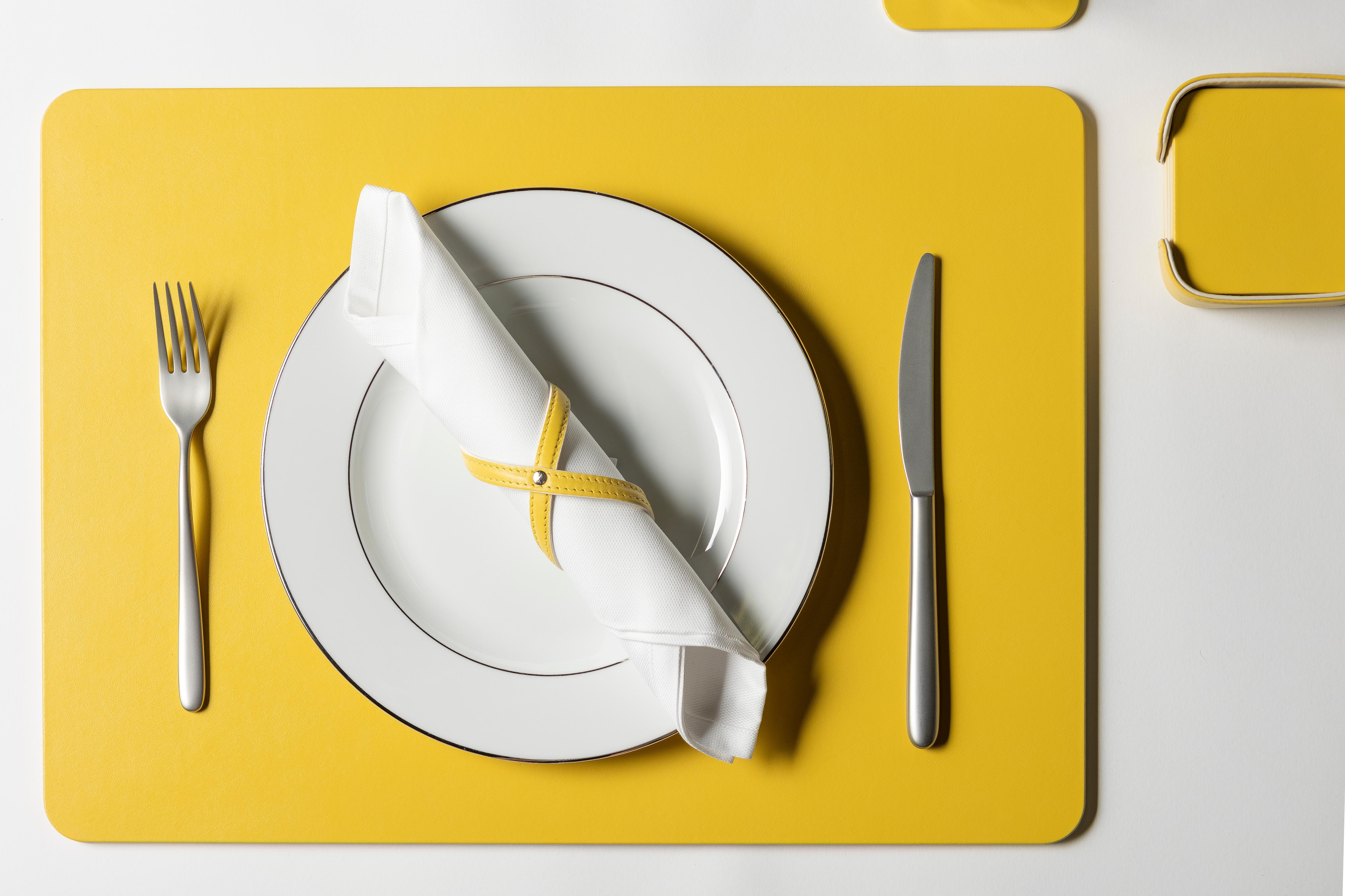 Fatto a mano MONDRIAN – Rectangular Placemat – Cedro Yellow & Luna White in vendita
