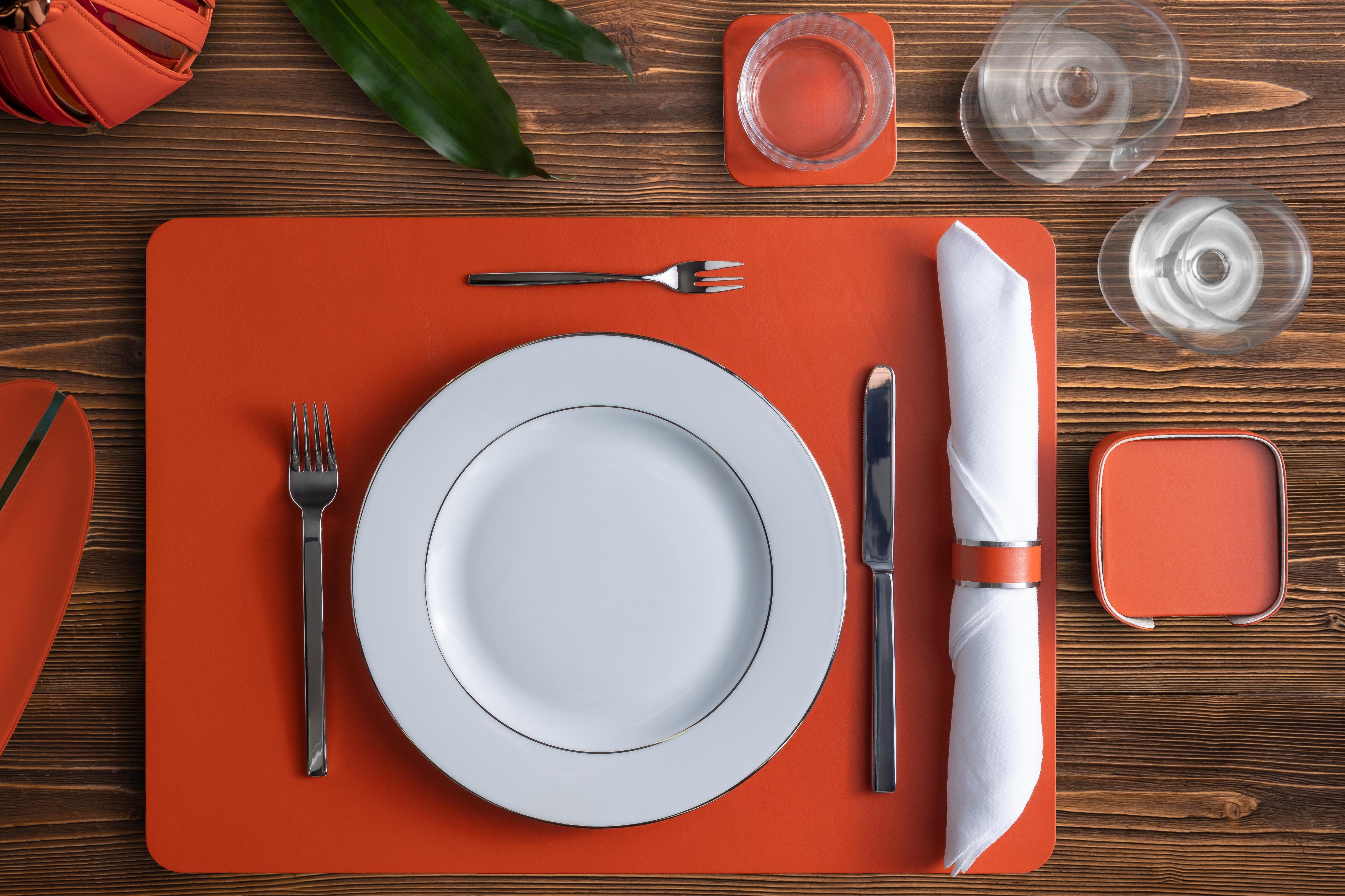 Fatto a mano MONDRIAN – Rectangular Placemat – Spritz Orange & Luna White in vendita