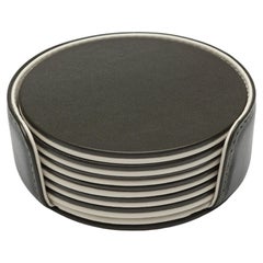 MONDRIAN – Round Coasters Flat Set – 6 pieces – Agave Green & Luna White