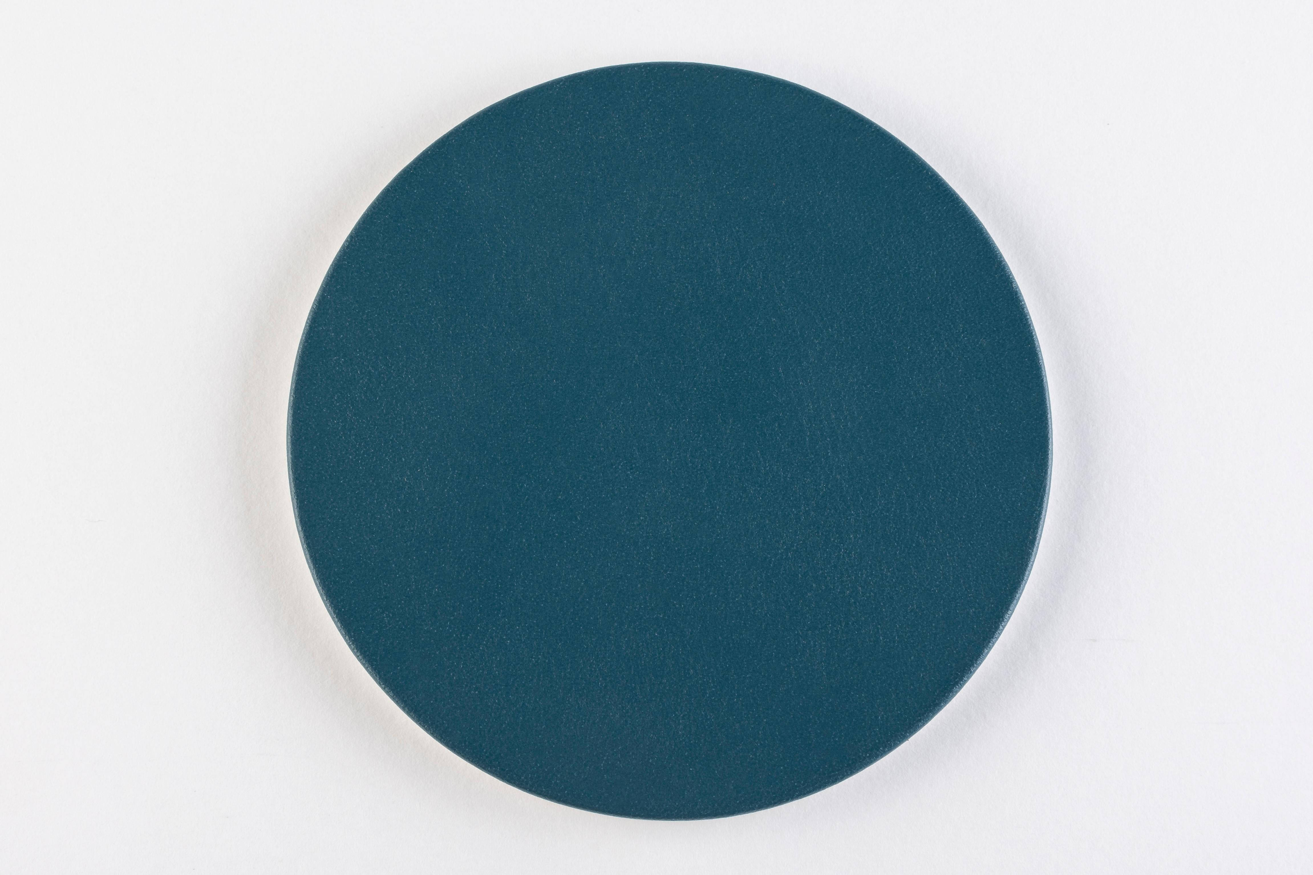 Moderno MONDRIAN – Round Coasters Flat Set – 6 pieces – Amalfi Blue & Luna White in vendita