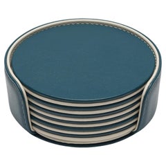 MONDRIAN – Round Coasters Flat Set – 6 pieces – Amalfi Blue & Luna White