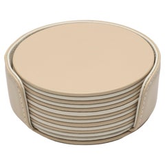 MONDRIAN – Round Coasters Flat Set – 6 pieces – Cappuccino Beige & Luna White