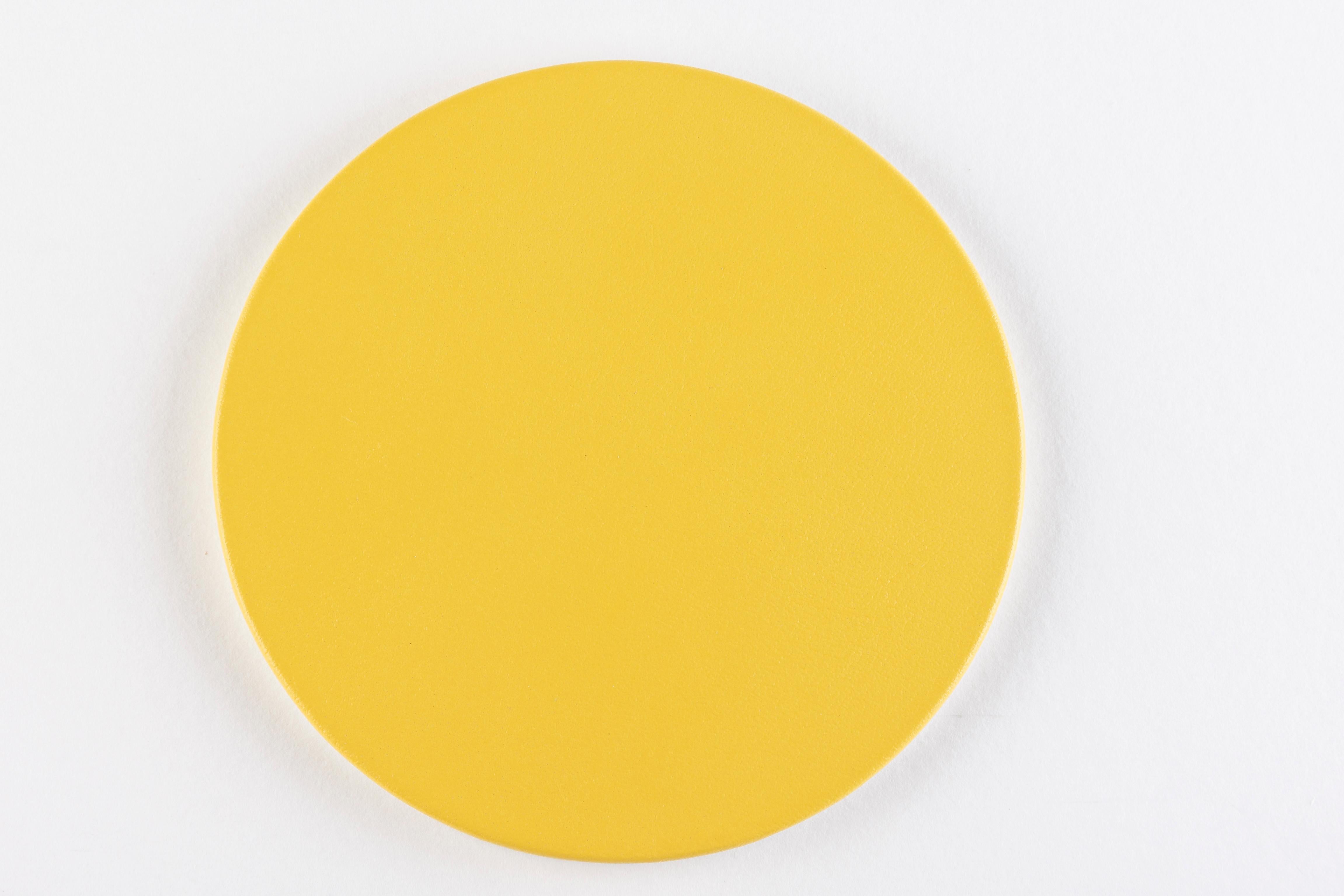 Moderno MONDRIAN – Round Coasters Flat Set – 6 pieces – Cedro Yellow & Luna White in vendita