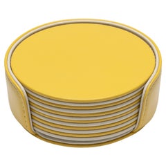 MONDRIAN – Round Coasters Flat Set – 6 pieces – Cedro Yellow & Luna White