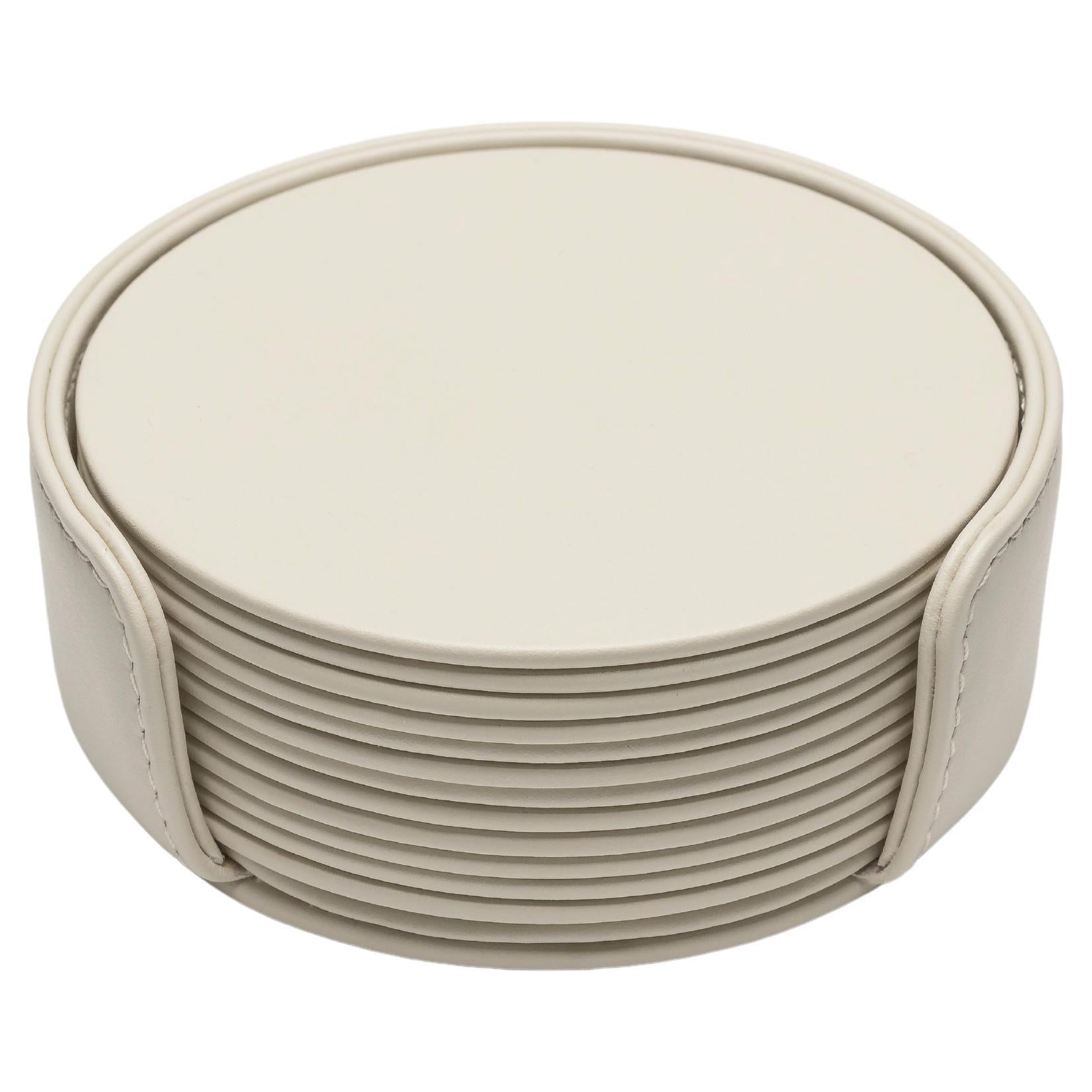 MONDRIAN – Round Coasters Flat Set – 6 pieces – Luna White & Luna White