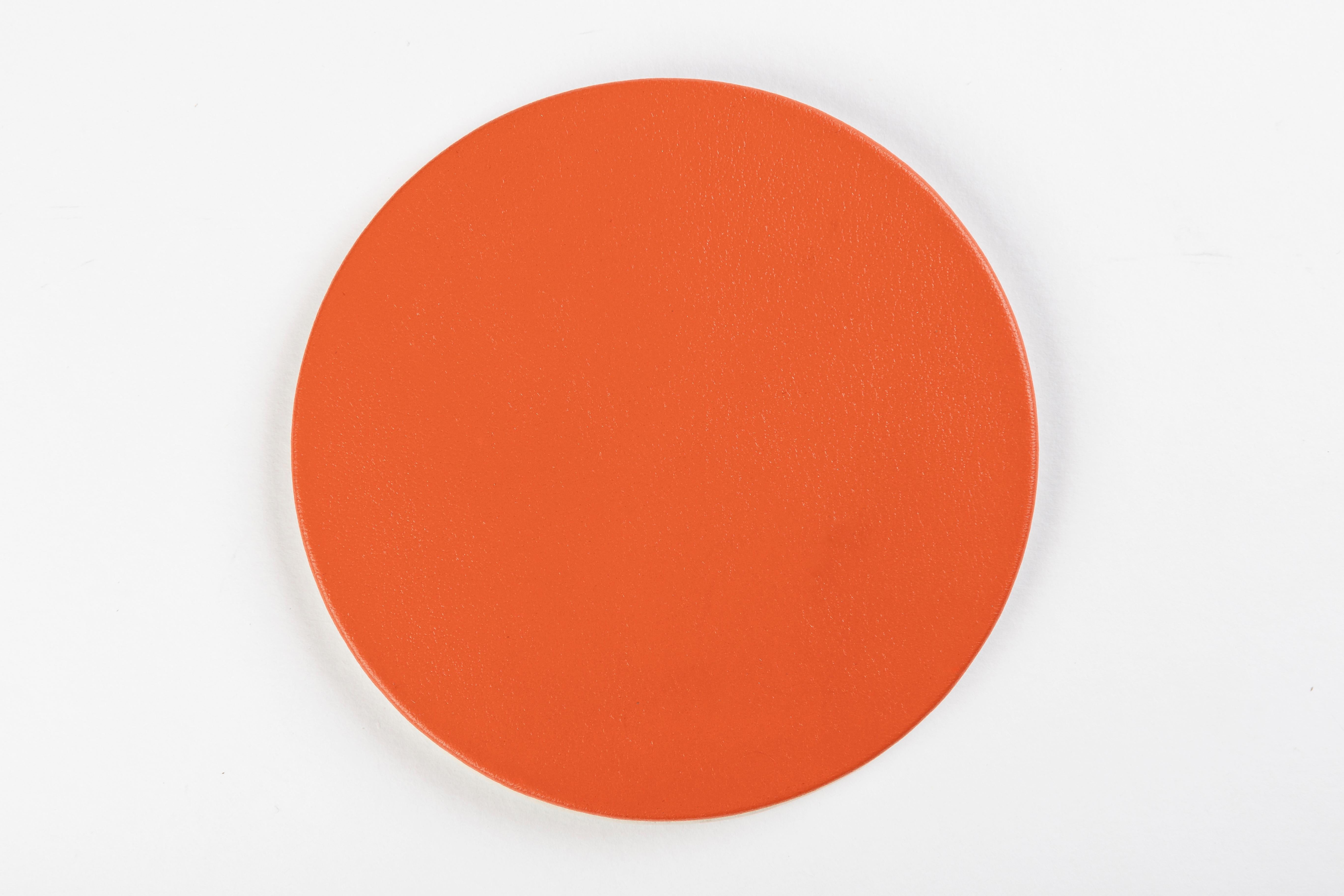 Moderno MONDRIAN – Round Coasters Flat Set – 6 pieces – Spritz Orange & Luna White in vendita
