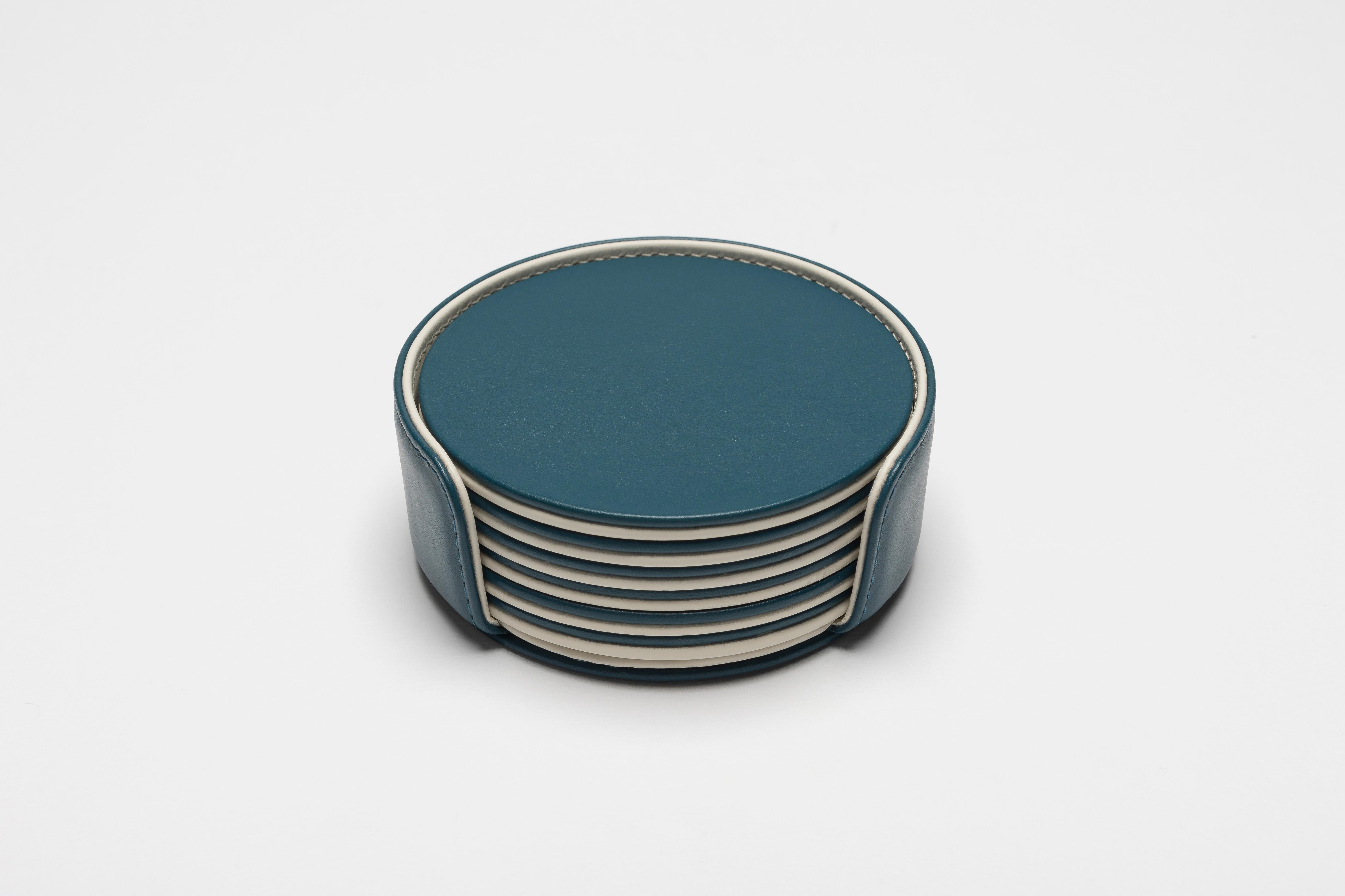 Fatto a mano MONDRIAN – Round Coasters Flat Set – 6 pieces – Spritz Orange & Luna White in vendita