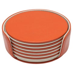 MONDRIAN – Round Coasters Flat Set – 6 pieces – Spritz Orange & Luna White
