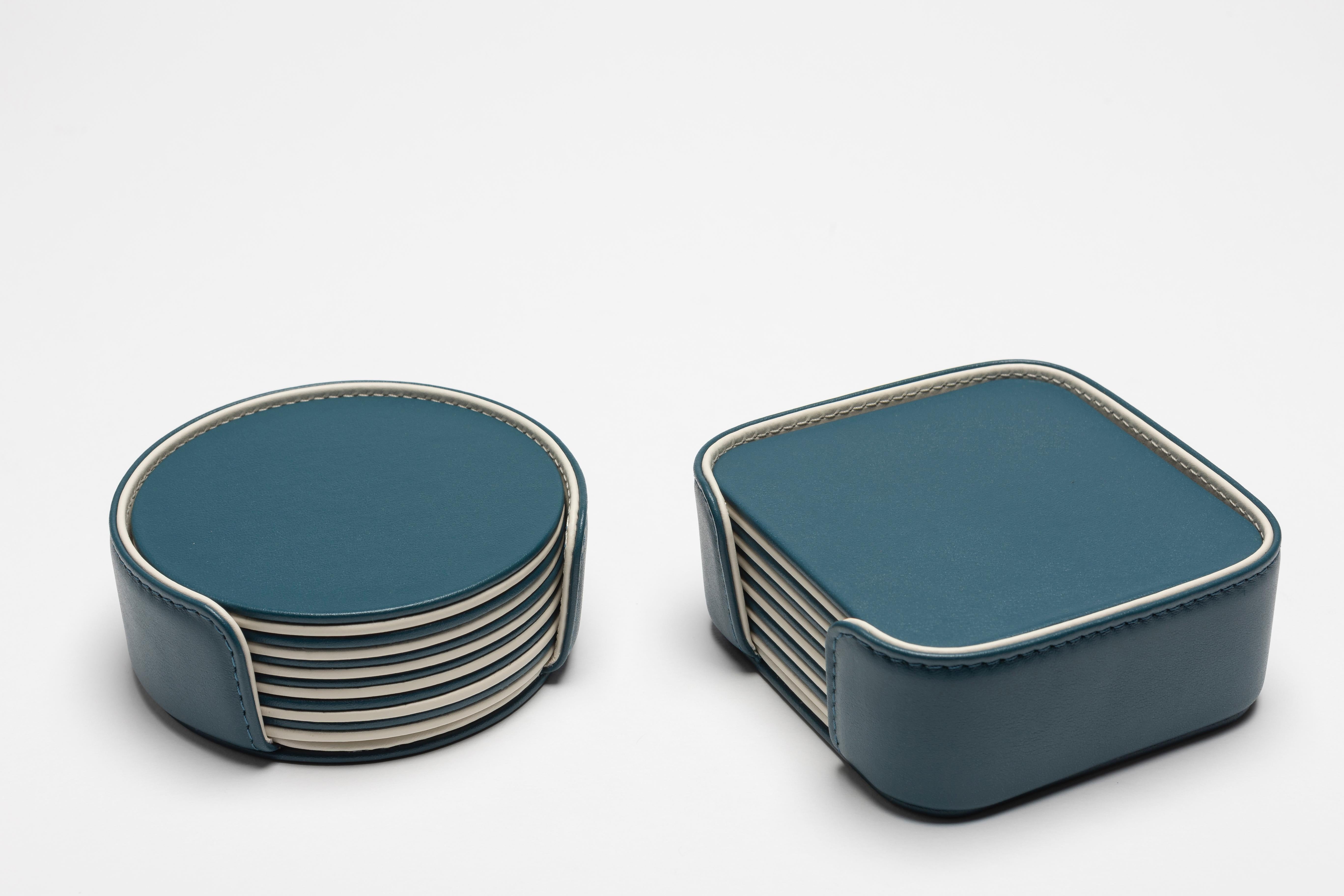 Fatto a mano MONDRIAN – Square Coasters Flat Set – 6 pieces – Amalfi Blue in vendita