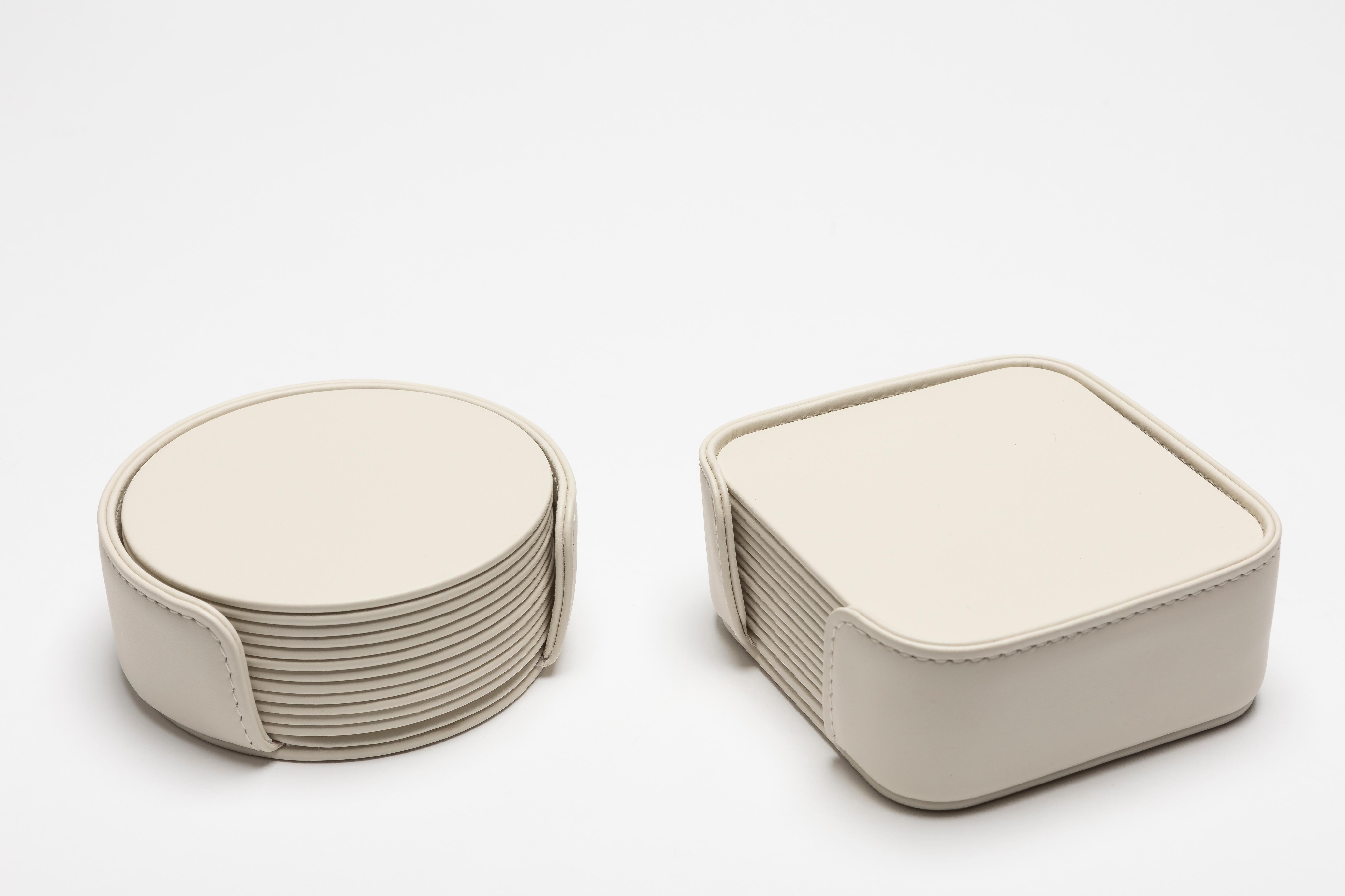 Fatto a mano MONDRIAN – Square Coasters Flat Set – 6 pieces – Luna White in vendita