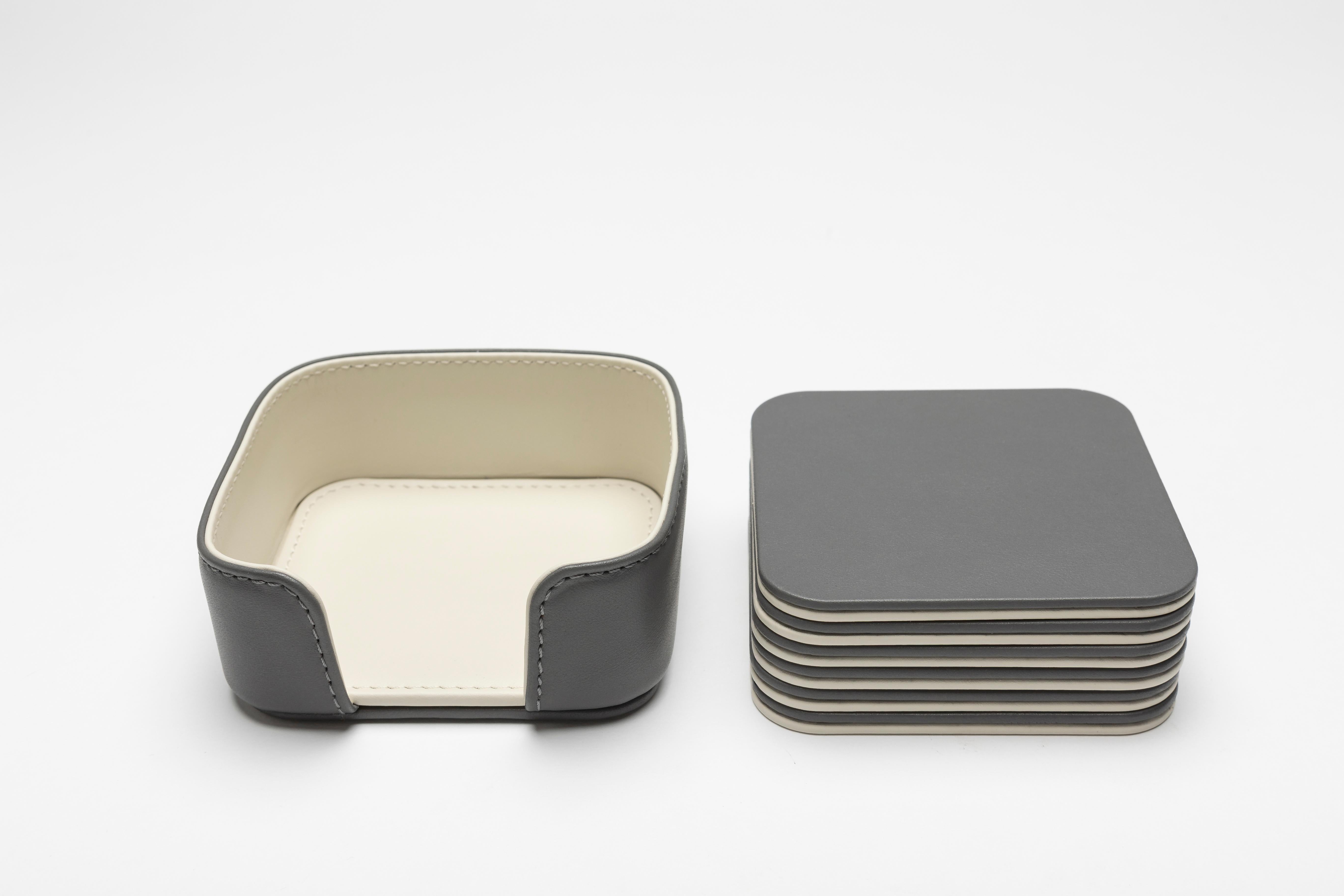 Italian MONDRIAN – Square Coasters Flat Set – 6 pieces – Pietra Grey in vendita