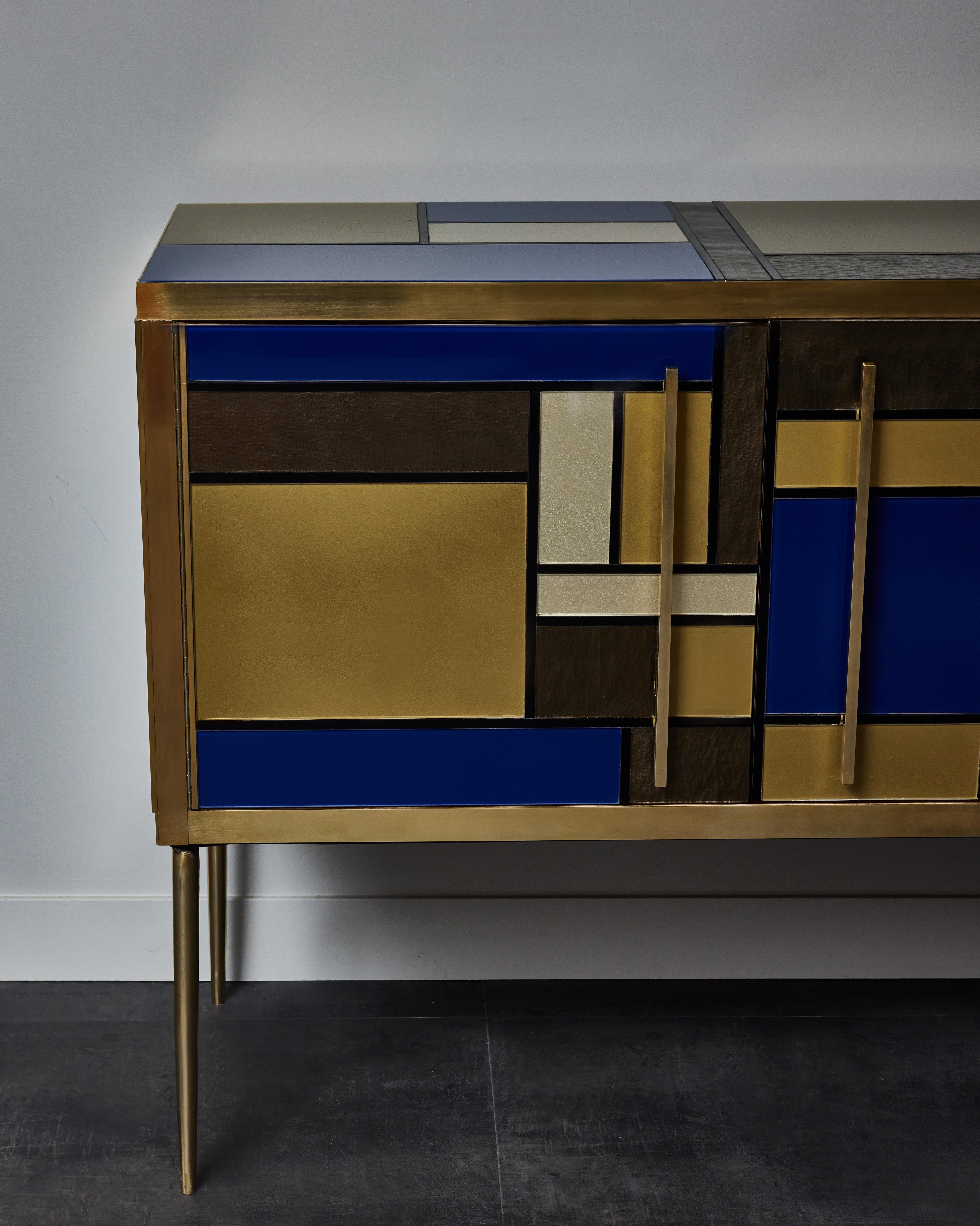 Contemporary Mondrian style sideboard by Studio Glustin For Sale