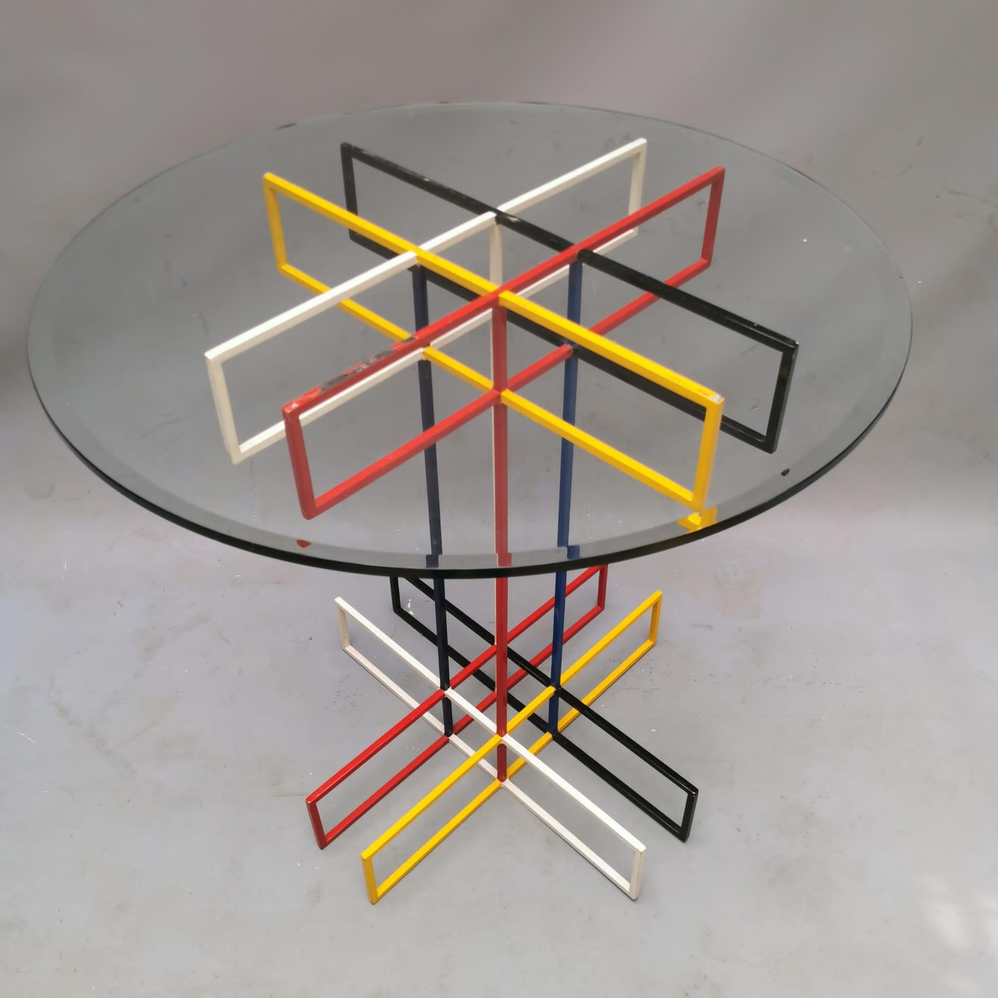 Metal Mondrian Style Table For Sale