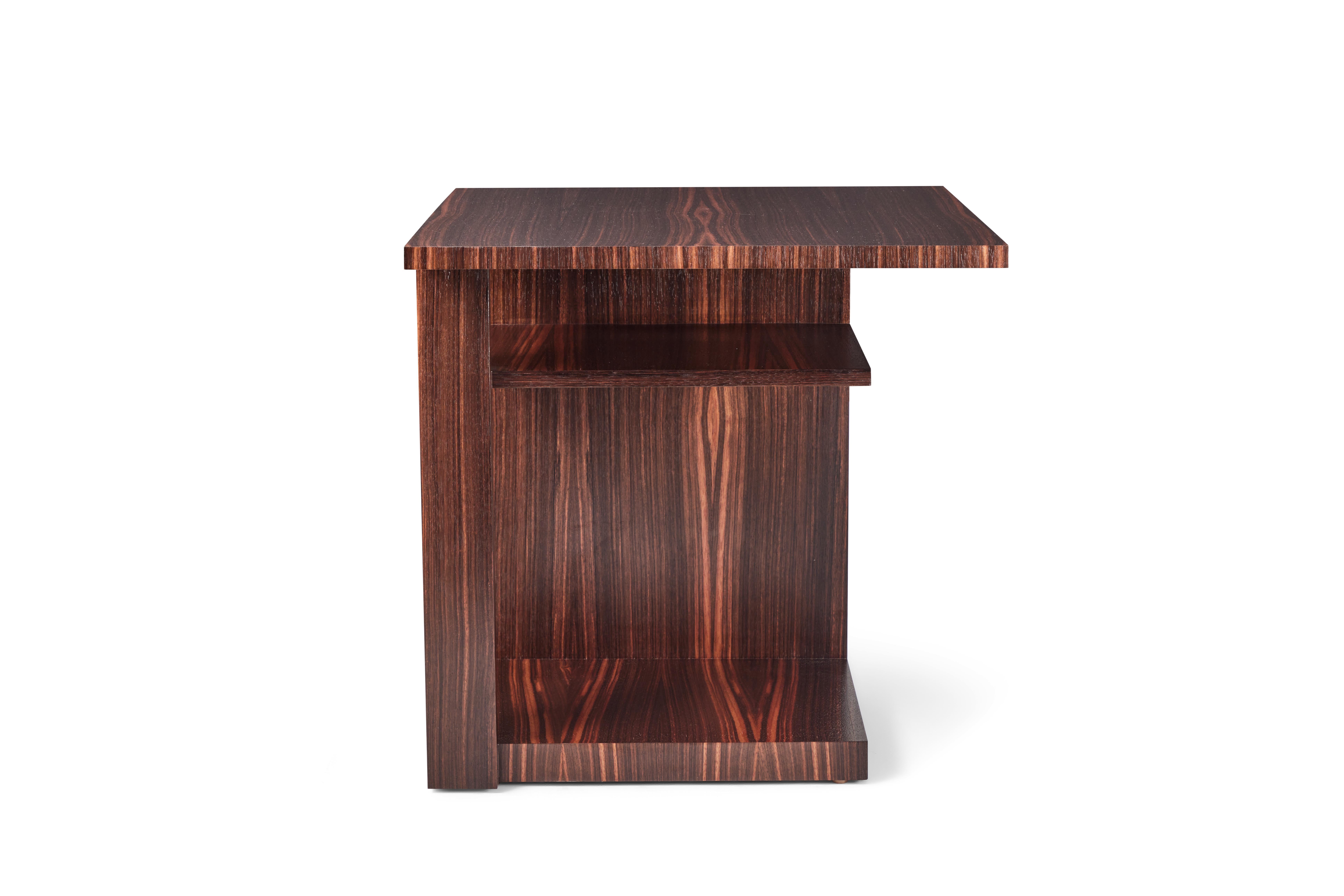 French 'Mondrian' Ebony Wood Side Table in the Manner of Pierre Chareau For Sale