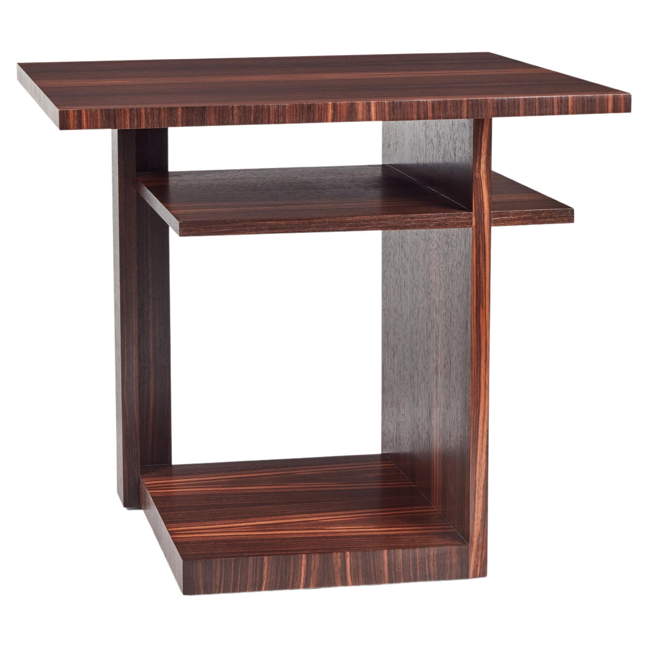 'Mondrian' Ebony Wood Side Table in the Manner of Pierre Chareau