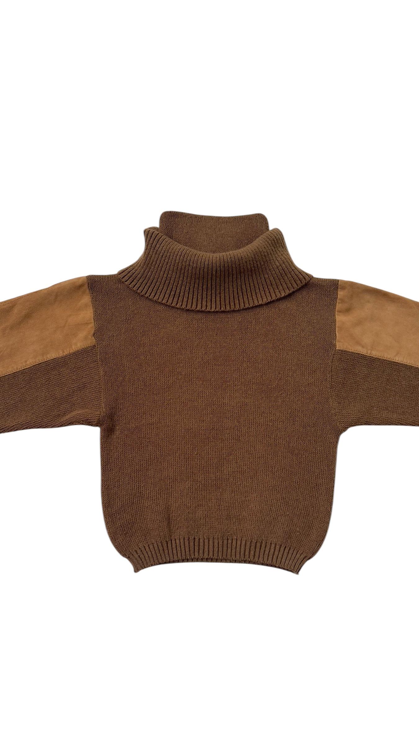 Mondrian Rollkragenpullover aus Wolle mit Wildledereinsätzen an den Ärmeln im Angebot 5