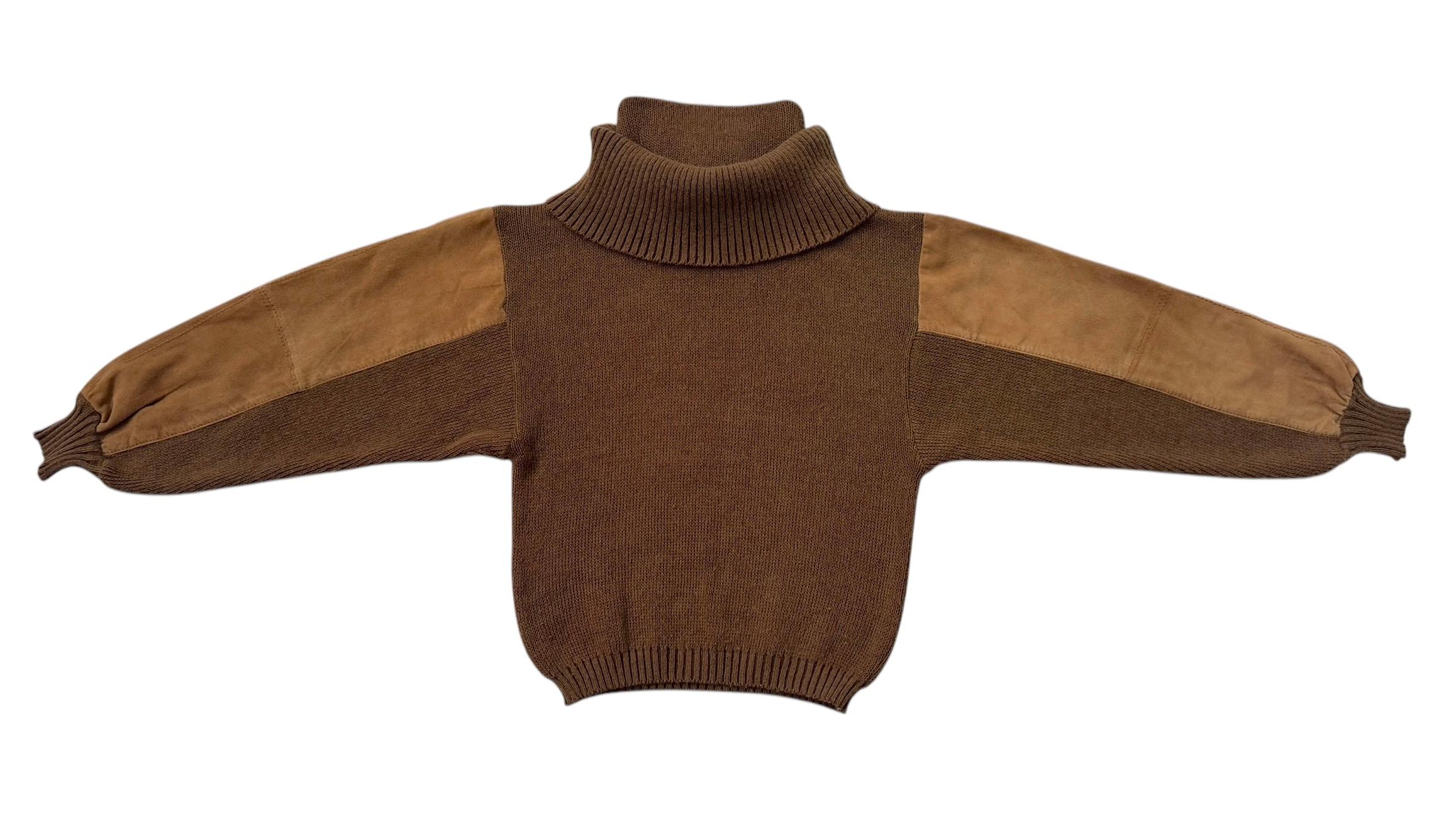 Mondrian Rollkragenpullover aus Wolle mit Wildledereinsätzen an den Ärmeln im Angebot 6