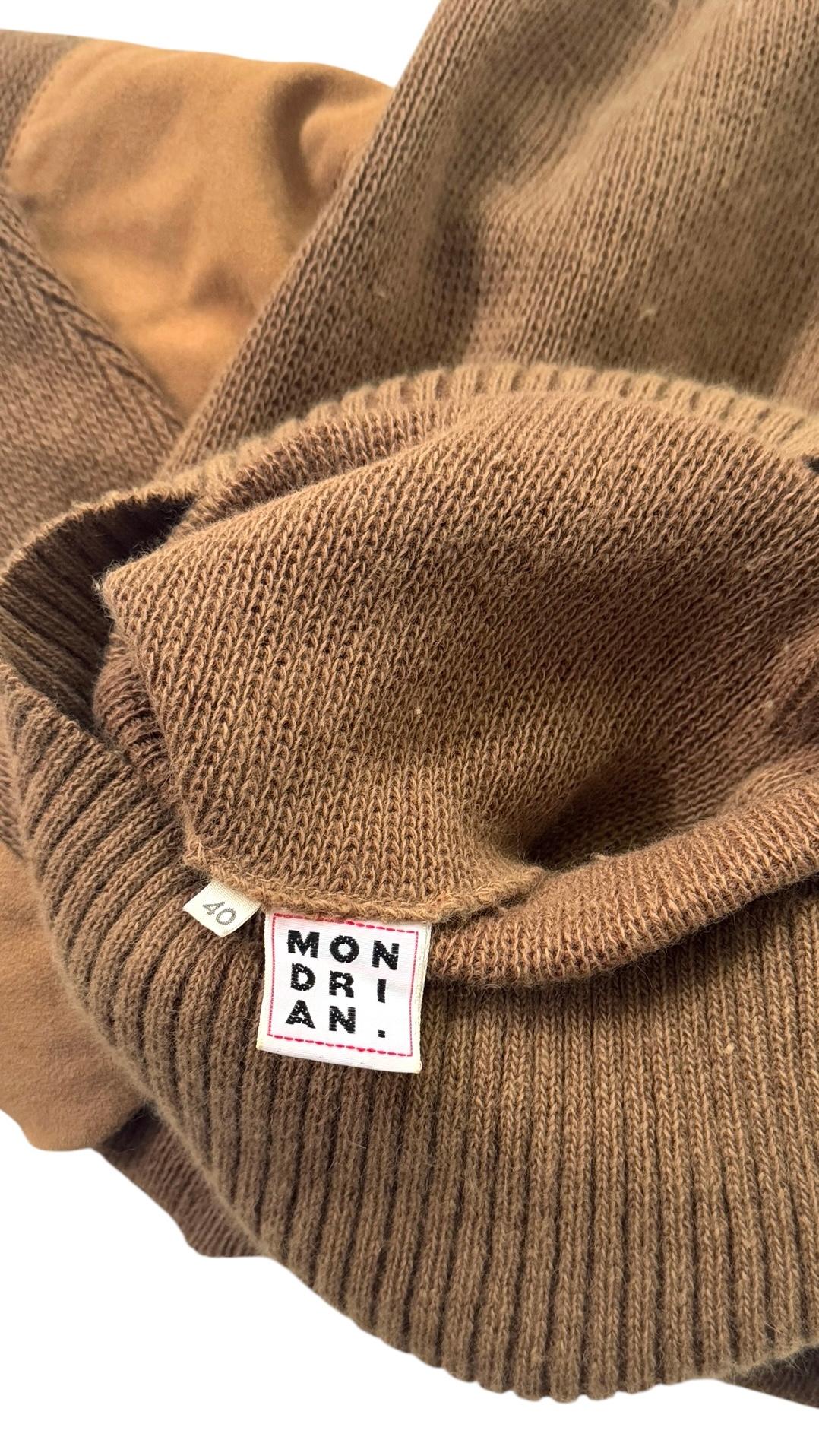 Mondrian Rollkragenpullover aus Wolle mit Wildledereinsätzen an den Ärmeln für Damen oder Herren im Angebot