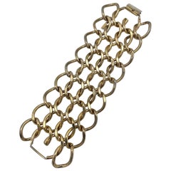 Vintage Monet 1950s Wide Gold Chain Link Bracelet