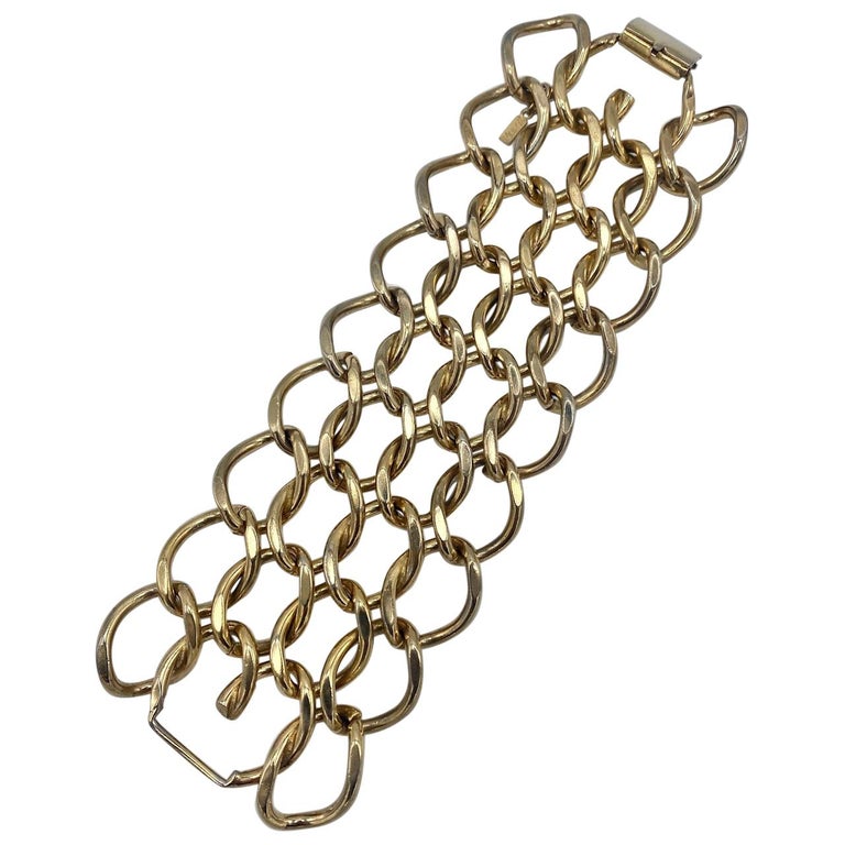 1950s Wide Gold Chain Link Bracelet at 1stDibs gold bracelet
