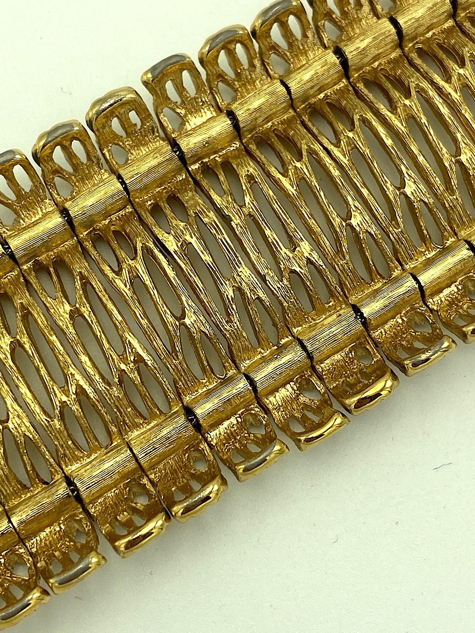 Monet 1960s Openwork & Abstract Wide Gold Bracelet 4