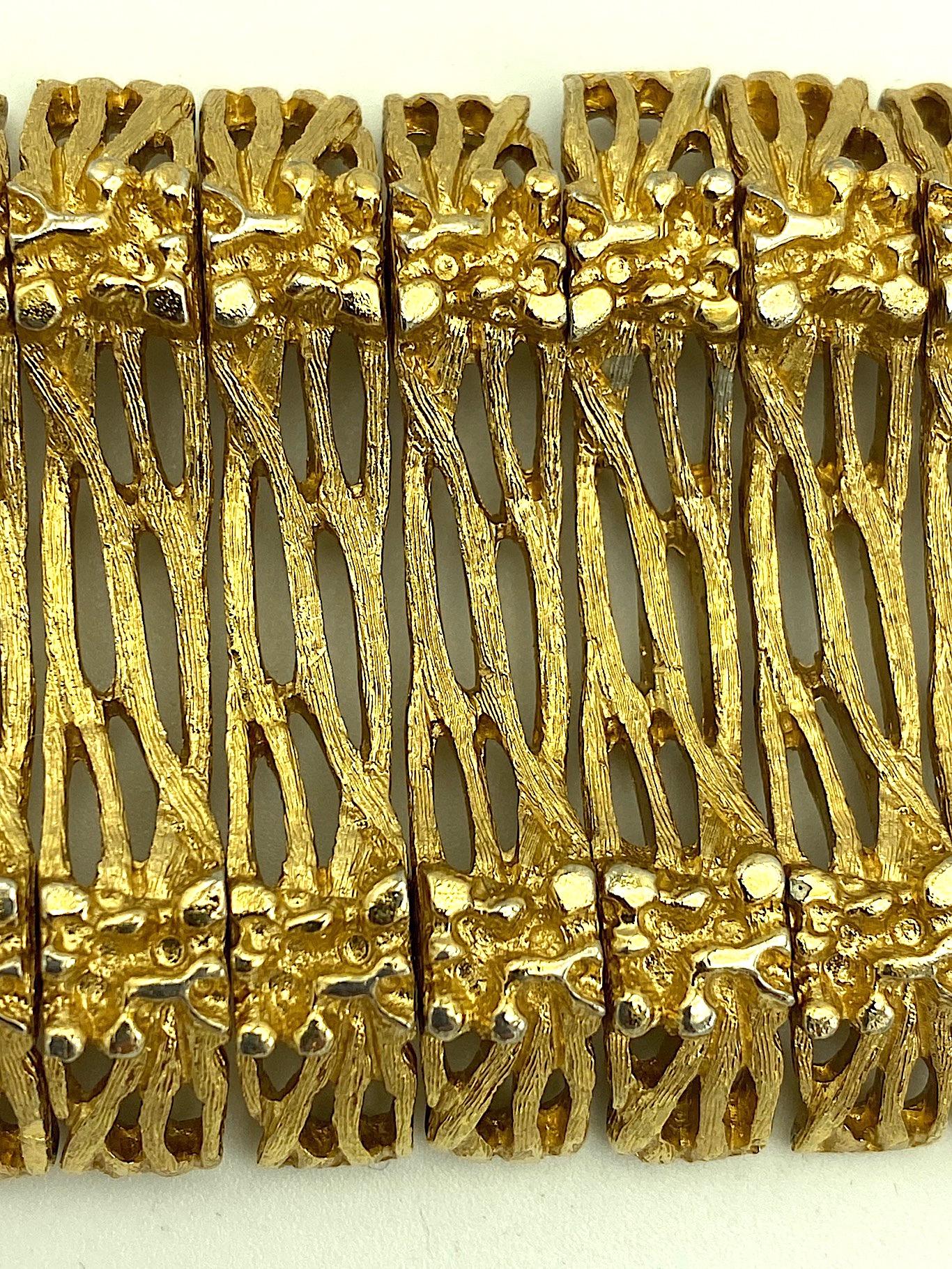 Women's Monet 1960s Openwork & Abstract Wide Gold Bracelet