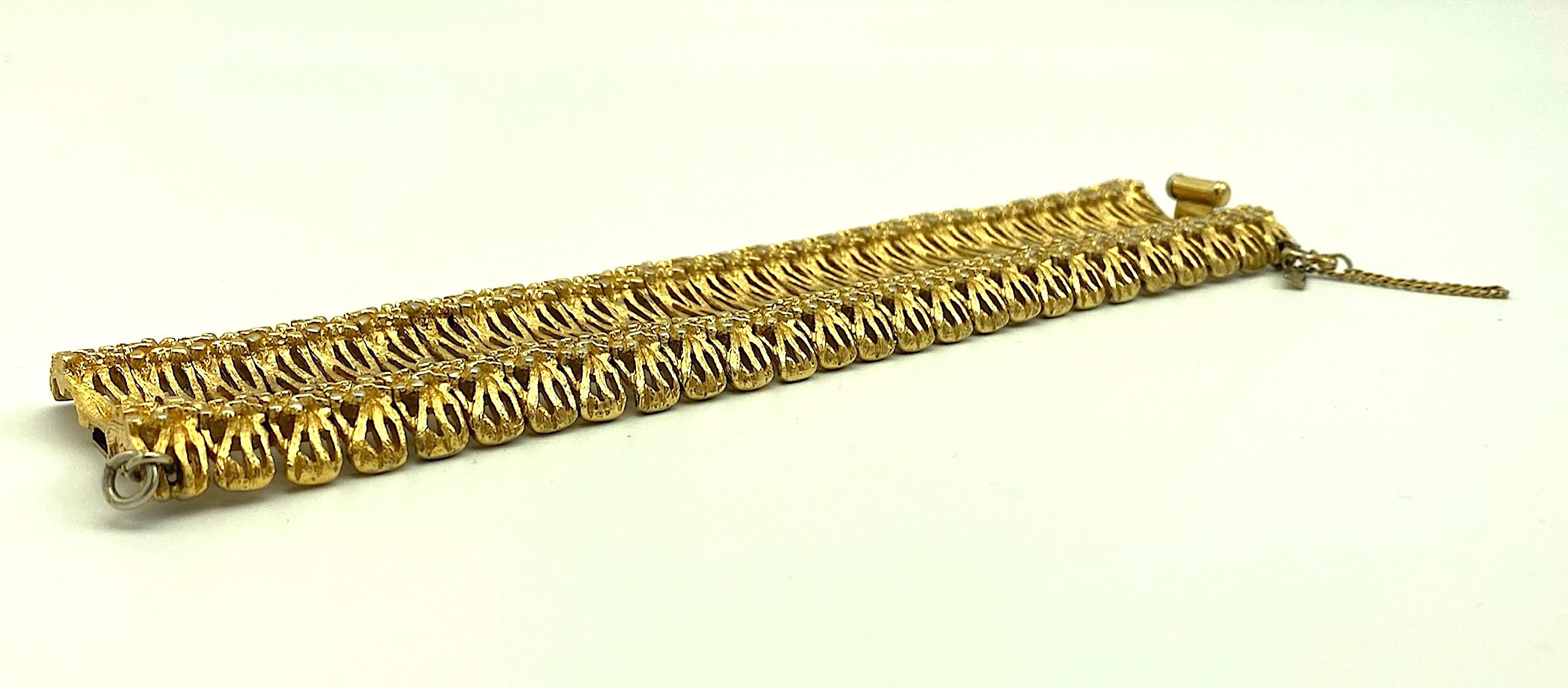 Monet 1960s Openwork & Abstract Wide Gold Bracelet 1