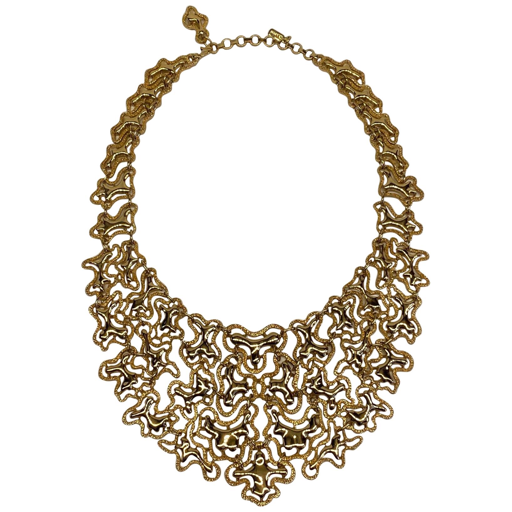 Monet 1974 "Mandira" Collection Gold Bib Necklace