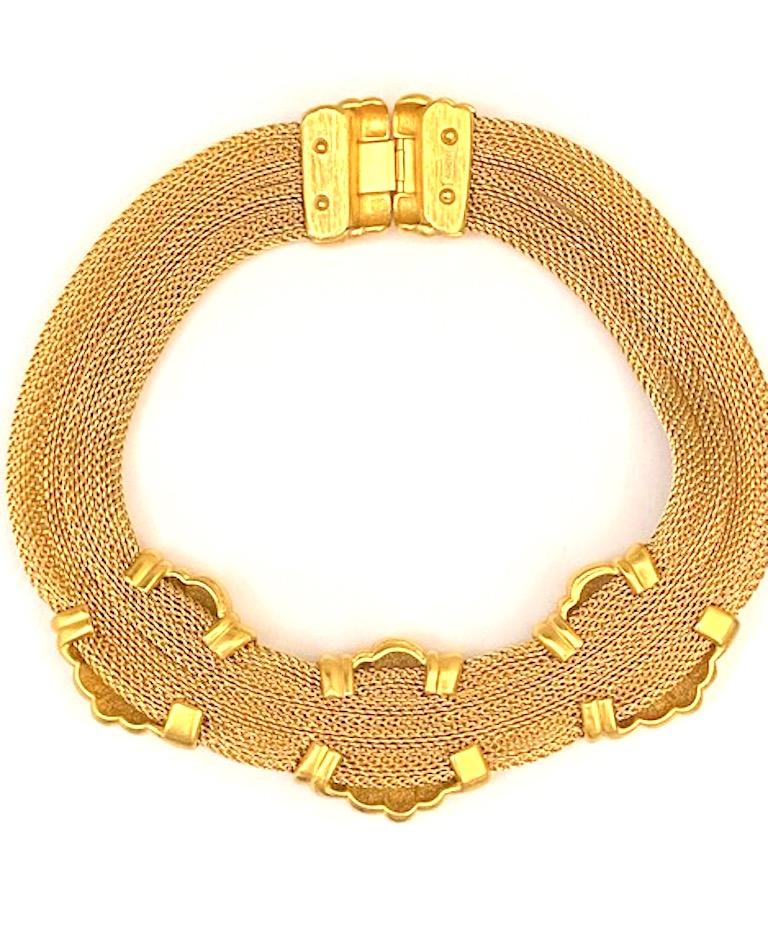 Monet 1980s Art Deco Revival Gold Mesh Collar Necklace 3