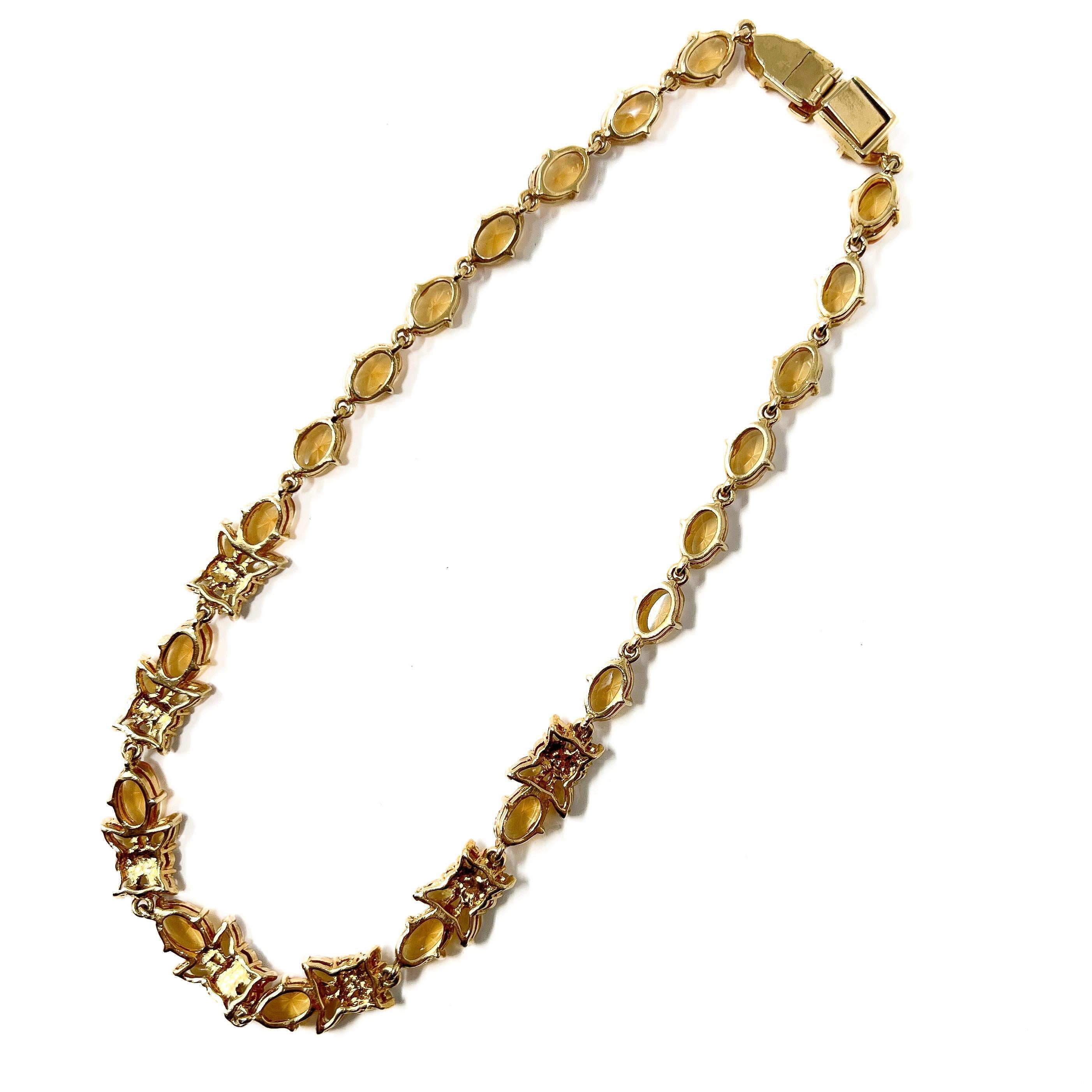 Monet 1990s Gold Plate and Citrine Glass Vintage Necklace and Earrings Set For Sale 6