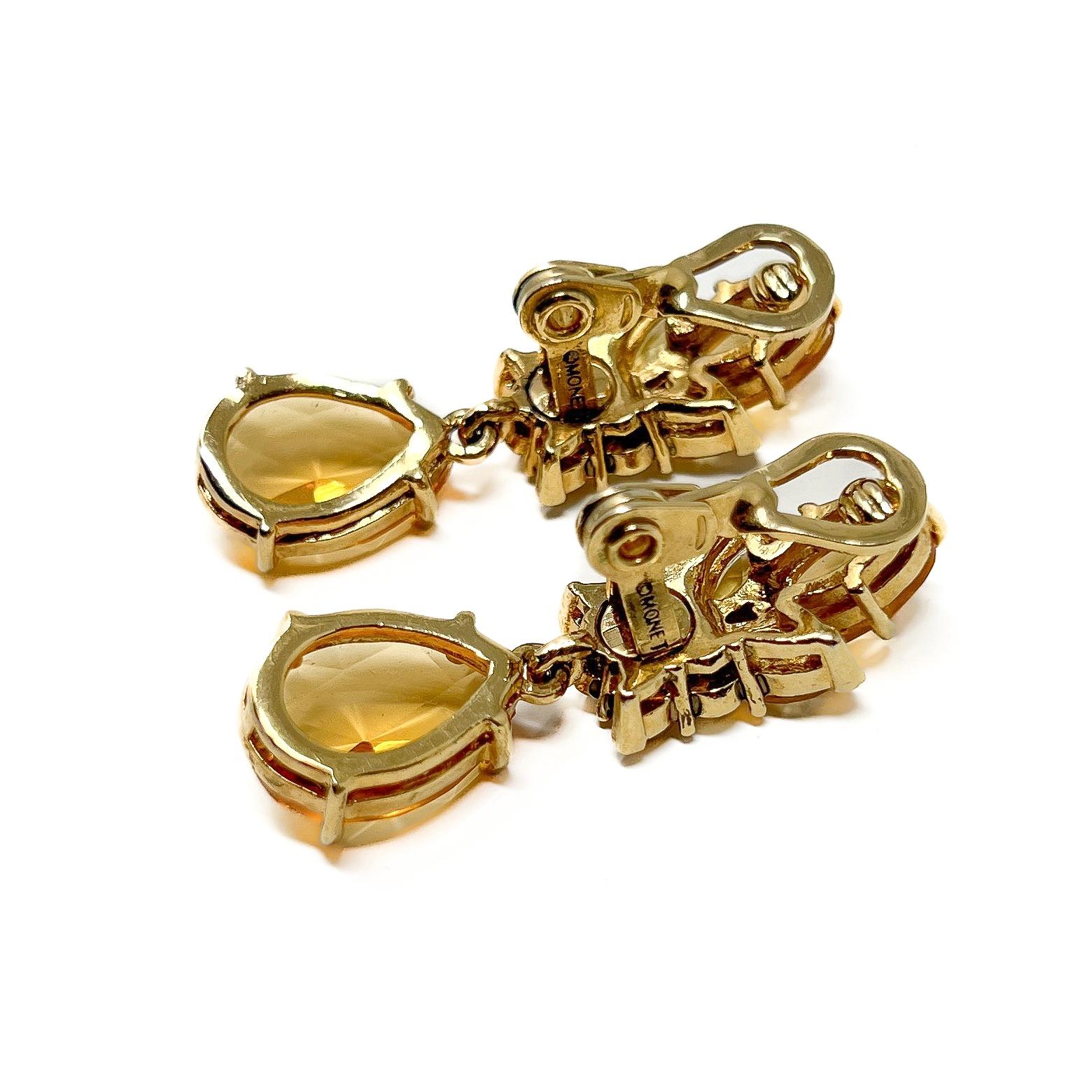 Monet 1990s Gold Plate and Citrine Glass Vintage Necklace and Earrings Set For Sale 11