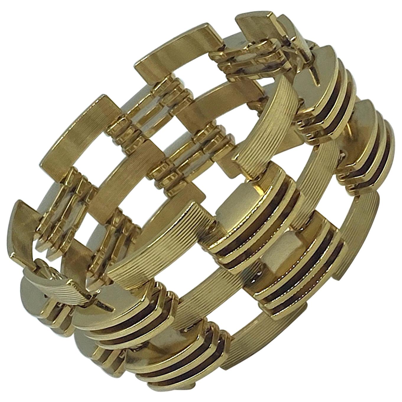 Monet Art Deco Revival 1980s Gold Bracelet