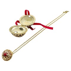 Monet Christmas Red Enamel Bauble Necklace & Bauble Box 2008